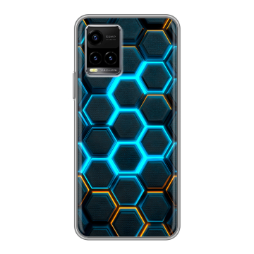 Силиконовый чехол на Vivo Y33s с принтом Неоновые соты Силиконовый чехол на Vivo Y33s с принтом Неоновые соты