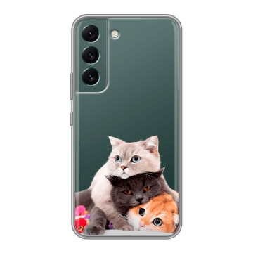 Силиконовый чехол на Samsung Galaxy S22 с принтом Кошки Силиконовый чехол на Samsung Galaxy S22 с принтом Кошки