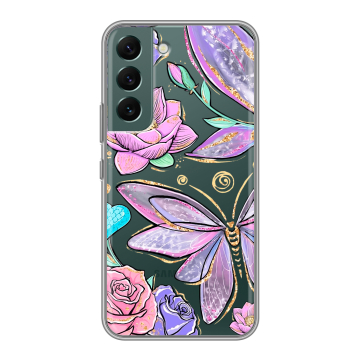 Силиконовый чехол на Samsung Galaxy S22 с принтом Бабочки и цветы Силиконовый чехол на Samsung Galaxy S22 с принтом Бабочки и цветы