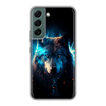 Силиконовый чехол на Samsung Galaxy S22 с принтом Волк ночной