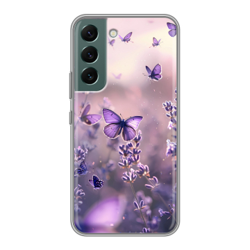 Силиконовый чехол на Samsung Galaxy S22 с принтом бабочки и лаванда Силиконовый чехол на Samsung Galaxy S22 с принтом бабочки и лаванда