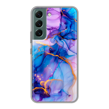Силиконовый чехол на Samsung Galaxy S22 с принтом синий мрамор Силиконовый чехол на Samsung Galaxy S22 с принтом синий мрамор