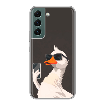 Силиконовый чехол на Samsung Galaxy S22 с принтом утка в очках Силиконовый чехол на Samsung Galaxy S22 с принтом утка в очках