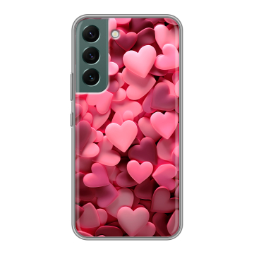 Силиконовый чехол на Samsung Galaxy S22 с принтом розовые сердечки Силиконовый чехол на Samsung Galaxy S22 с принтом розовые сердечки