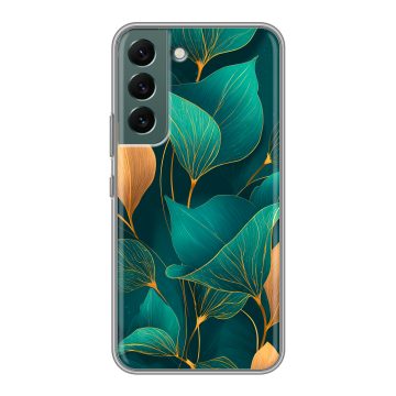Силиконовый чехол на Samsung Galaxy S22 с принтом Листья и золото Силиконовый чехол на Samsung Galaxy S22 с принтом Листья и золото
