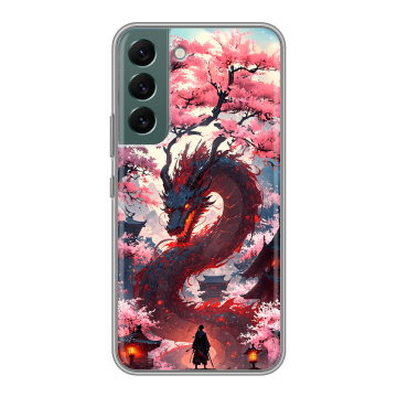 Силиконовый чехол на Samsung Galaxy S22 с принтом Дракон Японский Силиконовый чехол на Samsung Galaxy S22 с принтом Дракон Японский