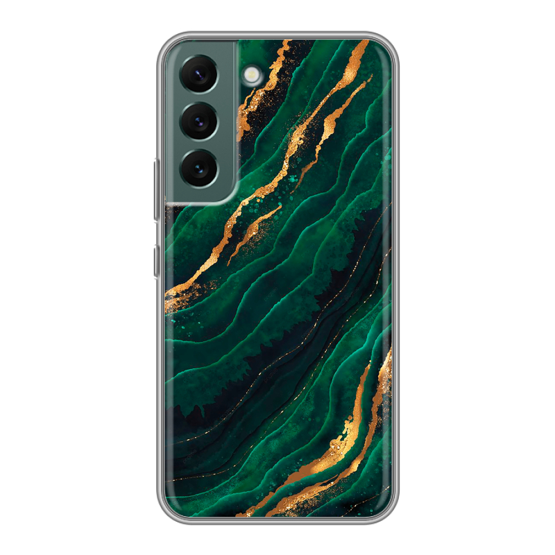 Силиконовый чехол на Samsung Galaxy S22 с принтом Мрамор зеленое золото Силиконовый чехол на Samsung Galaxy S22 с принтом Мрамор зеленое золото