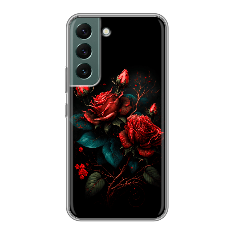 Силиконовый чехол на Samsung Galaxy S22 с принтом Розы красные Силиконовый чехол на Samsung Galaxy S22 с принтом Розы красные