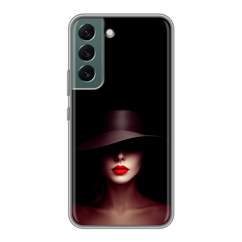 Силиконовый противоударный чехол на Samsung Galaxy S22 с принтом Девушка в шляпе Силиконовый противоударный чехол на Samsung Galaxy S22 с принтом Девушка в шляпе