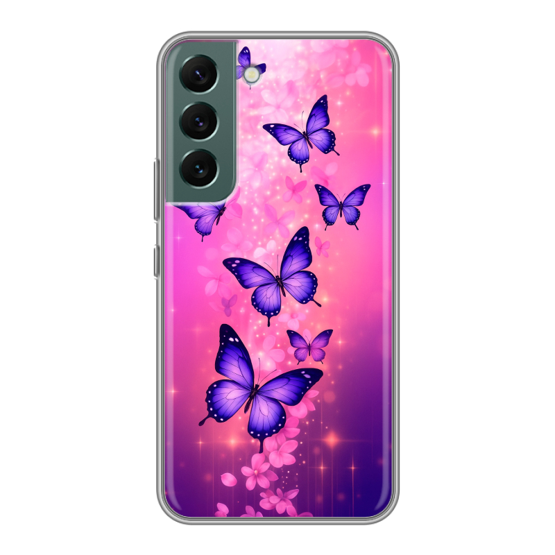 Силиконовый противоударный чехол на Samsung Galaxy S22 с принтом Бабочки Силиконовый противоударный чехол на Samsung Galaxy S22 с принтом Бабочки