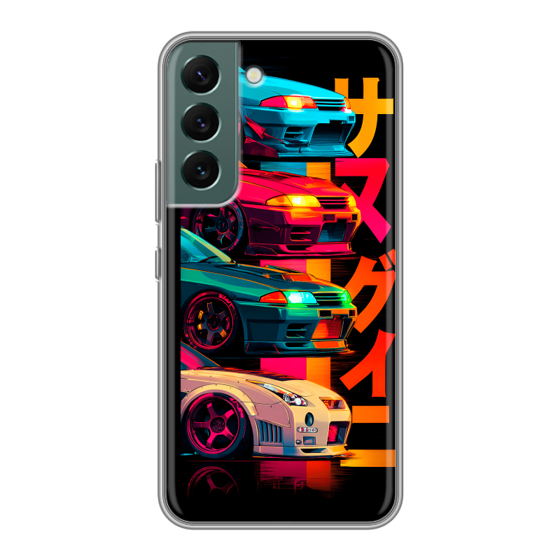 Силиконовый чехол на Samsung Galaxy S22 с принтом Гоночные машины Силиконовый чехол на Samsung Galaxy S22 с принтом Гоночные машины