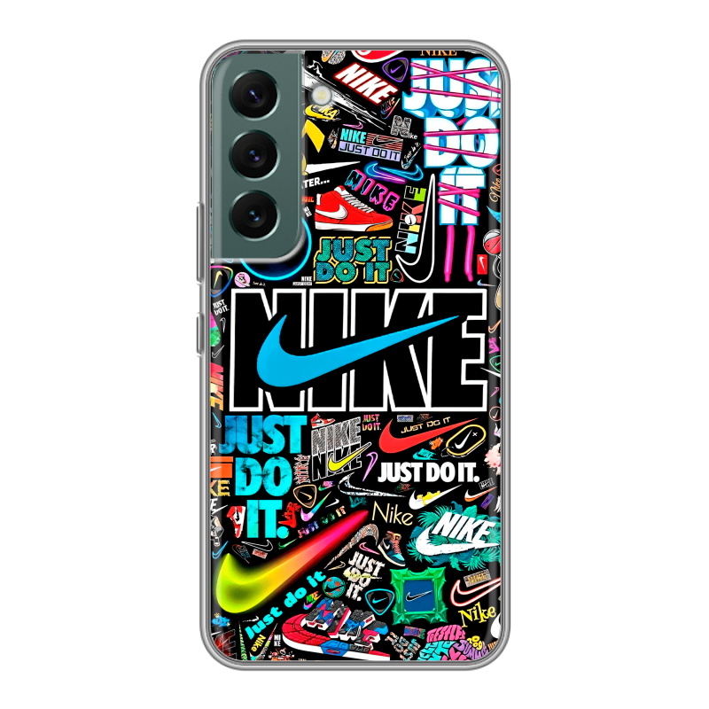 Силиконовый чехол на Samsung Galaxy S22 с принтом найк nike черный Силиконовый чехол на Samsung Galaxy S22 с принтом найк nike черный