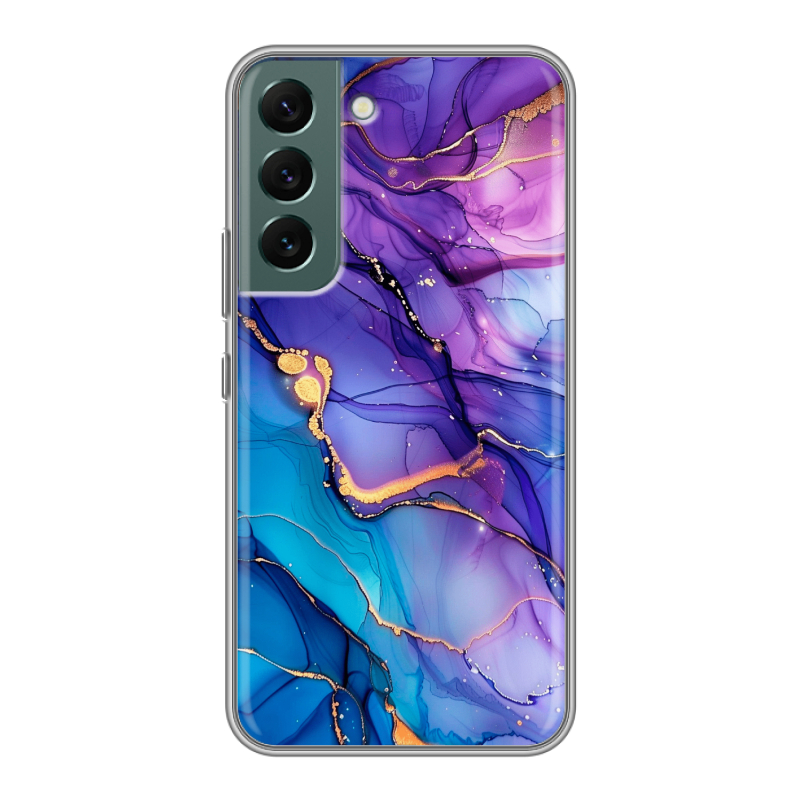 Силиконовый чехол на Samsung Galaxy S22 с принтом синий мрамор Силиконовый чехол на Samsung Galaxy S22 с принтом синий мрамор