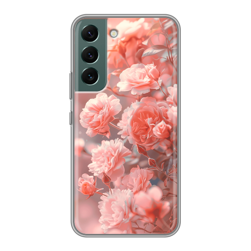 Силиконовый противоударный чехол на Samsung Galaxy S22 с принтом Розы цветы Силиконовый противоударный чехол на Samsung Galaxy S22 с принтом Розы цветы