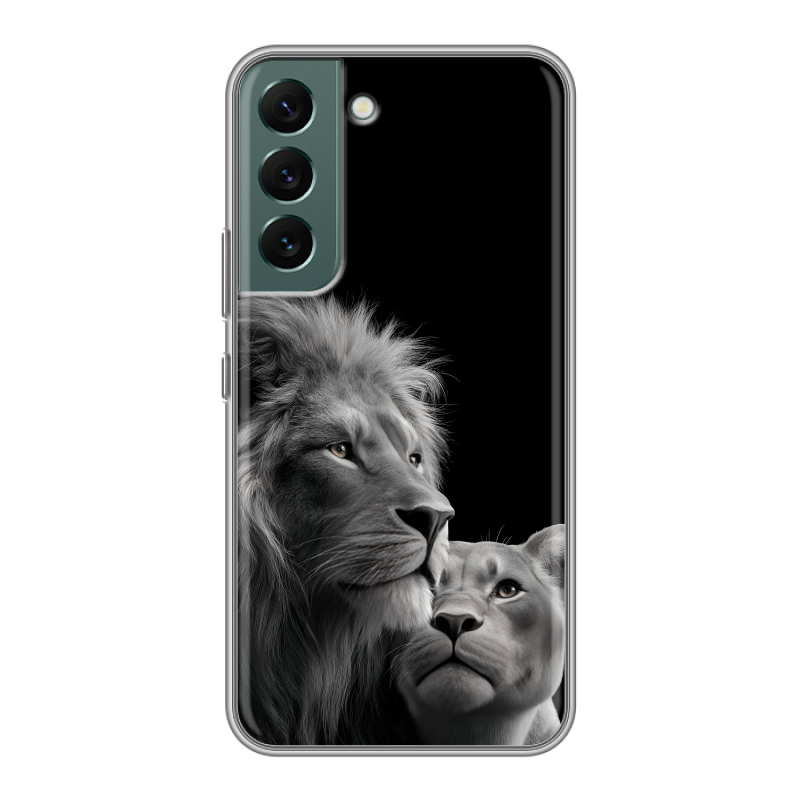 Силиконовый чехол на Samsung Galaxy S22 с принтом Лев кошки Силиконовый чехол на Samsung Galaxy S22 с принтом Лев кошки