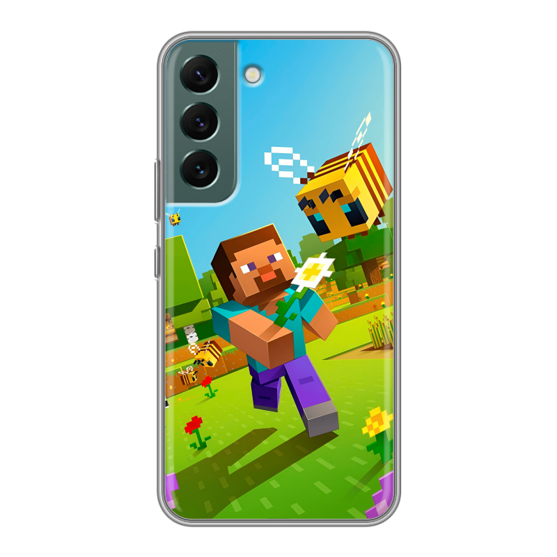 Силиконовый противоударный чехол на Samsung Galaxy S22 с принтом Майнкрафт Minecraft Силиконовый противоударный чехол на Samsung Galaxy S22 с принтом Майнкрафт Minecraft