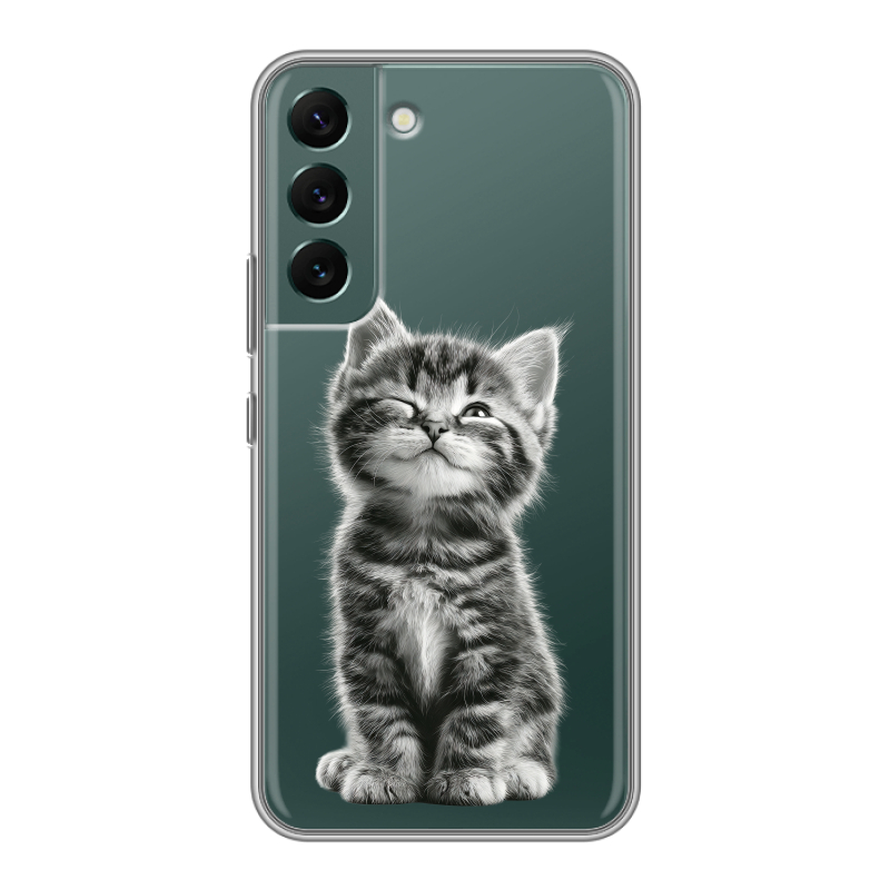 Силиконовый противоударный чехол на Samsung Galaxy S22 с принтом Котенок Силиконовый противоударный чехол на Samsung Galaxy S22 с принтом Котенок