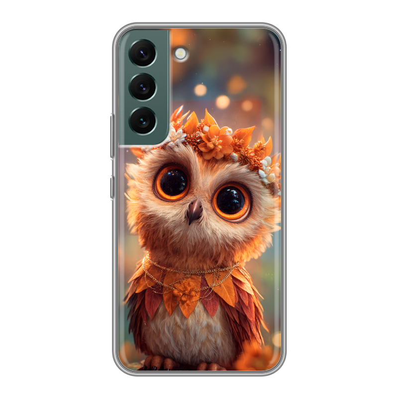 Силиконовый противоударный чехол на Samsung Galaxy S22 с принтом Милая сова Силиконовый противоударный чехол на Samsung Galaxy S22 с принтом Милая сова
