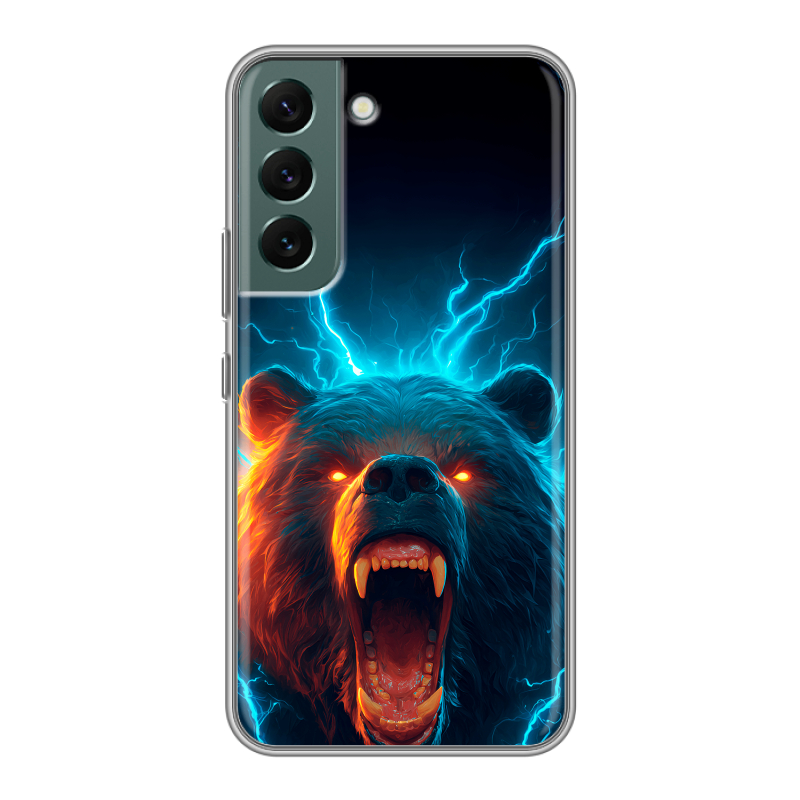 Силиконовый противоударный чехол на Samsung Galaxy S22 с принтом Медведь Силиконовый противоударный чехол на Samsung Galaxy S22 с принтом Медведь