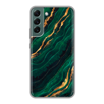 Силиконовый чехол на Samsung Galaxy S22 Plus с принтом Мрамор зеленое золото Силиконовый чехол на Samsung Galaxy S22 Plus с принтом Мрамор зеленое золото