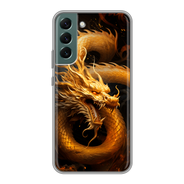 Силиконовый чехол на Samsung Galaxy S22 Plus с принтом Золотой дракон