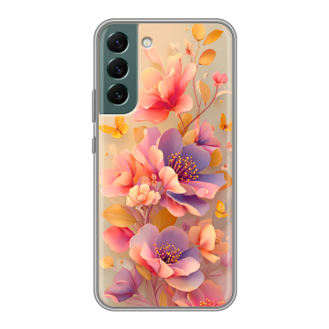 Силиконовый чехол на Samsung Galaxy S22 Plus с принтом Цветы и бабочки Силиконовый чехол на Samsung Galaxy S22 Plus с принтом Цветы и бабочки