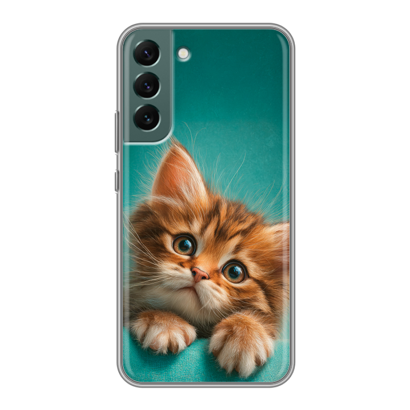 Силиконовый противоударный чехол на Samsung Galaxy S22 Plus с принтом котенок Силиконовый противоударный чехол на Samsung Galaxy S22 Plus с принтом котенок