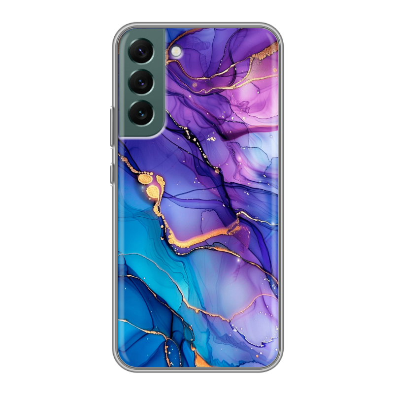 Силиконовый противоударный чехол на Samsung Galaxy S22 Plus с принтом синий мрамор Силиконовый противоударный чехол на Samsung Galaxy S22 Plus с принтом синий мрамор