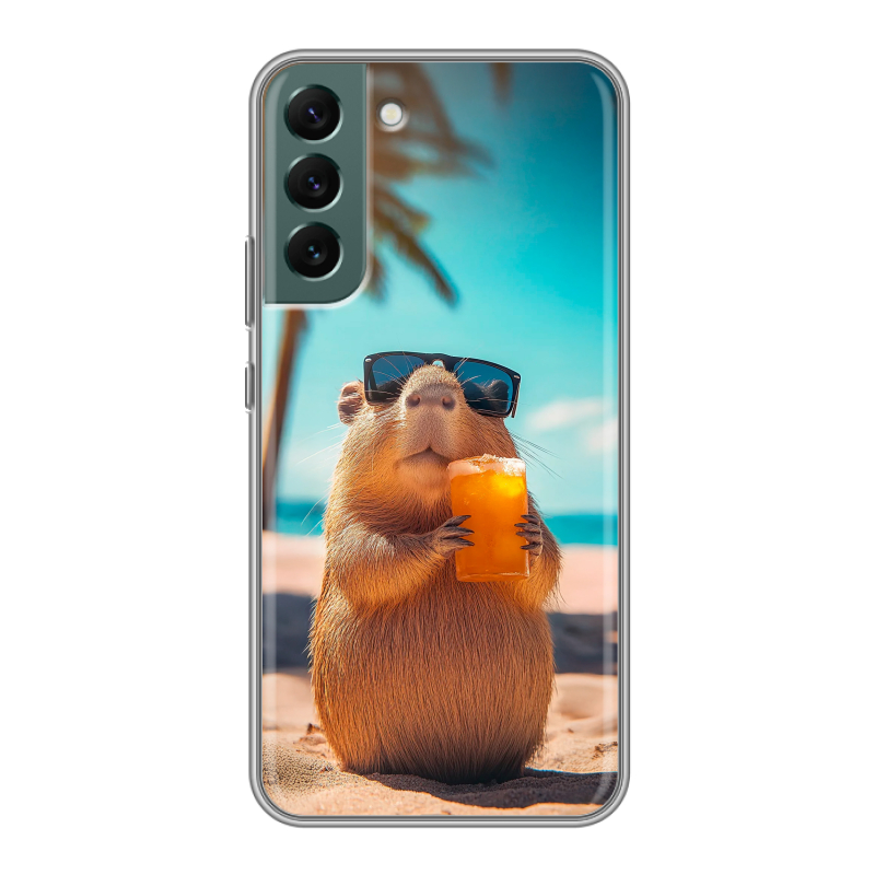 Силиконовый противоударный чехол на Samsung Galaxy S22 Plus с принтом Капибара Силиконовый противоударный чехол на Samsung Galaxy S22 Plus с принтом Капибара