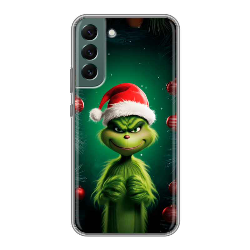 Силиконовый чехол на Samsung Galaxy S22 Plus с принтом Гринч Новый год Рождество Силиконовый чехол на Samsung Galaxy S22 Plus с принтом Гринч Новый год Рождество