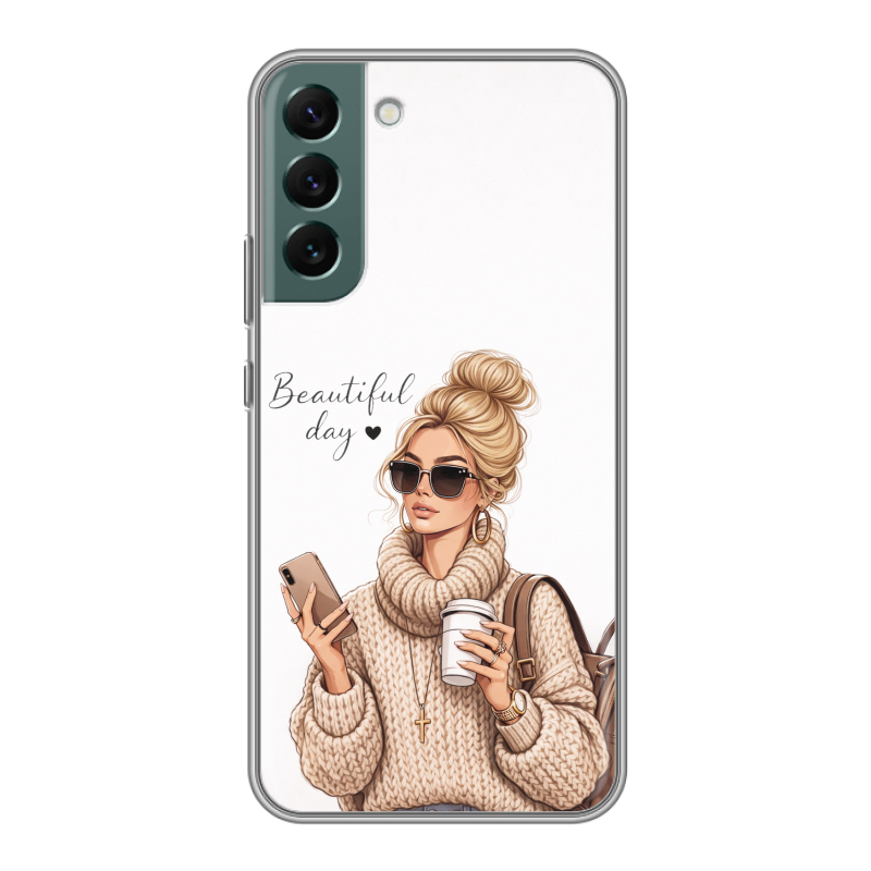 Силиконовый противоударный чехол на Samsung Galaxy S22 Plus с принтом женский Силиконовый противоударный чехол на Samsung Galaxy S22 Plus с принтом женский