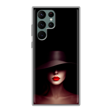 Силиконовый чехол на Samsung Galaxy S22 Ultra с принтом Девушка в шляпе Силиконовый чехол на Samsung Galaxy S22 Ultra с принтом Девушка в шляпе
