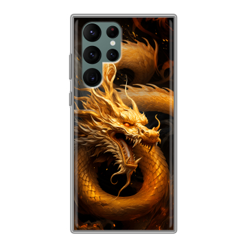 Силиконовый чехол на Samsung Galaxy S22 Ultra с принтом Золотой дракон Силиконовый чехол на Samsung Galaxy S22 Ultra с принтом Золотой дракон