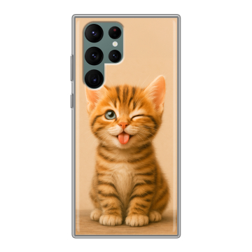 Силиконовый чехол на Samsung Galaxy S22 Ultra с принтом котенок