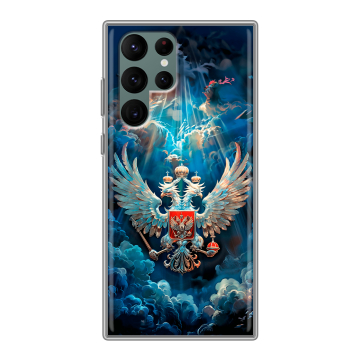 Силиконовый чехол на Samsung Galaxy S22 Ultra с принтом Герб флаг России