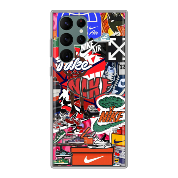 Силиконовый чехол на Samsung Galaxy S22 Ultra с принтом Найк Nike яркий