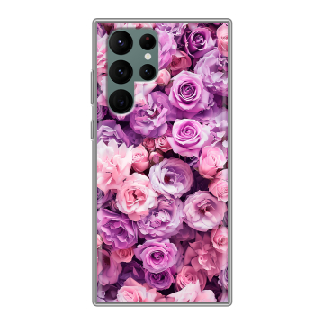 Силиконовый чехол на Samsung Galaxy S22 Ultra с принтом лавандовые розы