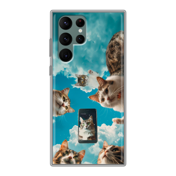 Силиконовый чехол на Samsung Galaxy S22 Ultra с принтом котики