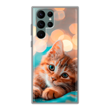 Силиконовый чехол на Samsung Galaxy S22 Ultra с принтом котик
