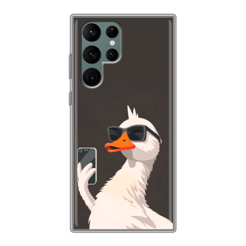 Силиконовый чехол на Samsung Galaxy S22 Ultra с принтом утка в очках