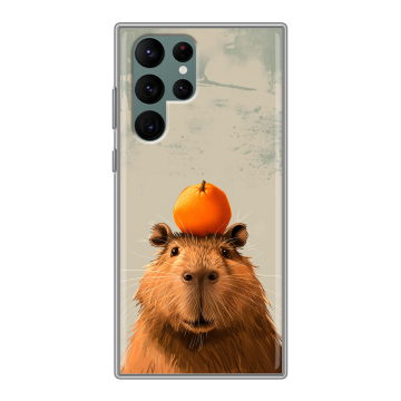 Силиконовый чехол на Samsung Galaxy S22 Ultra с принтом капибара