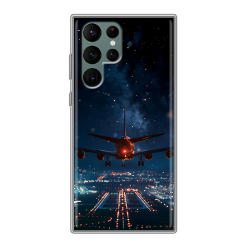 Силиконовый чехол на Samsung Galaxy S22 Ultra с принтом самолет