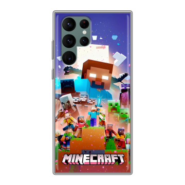 Силиконовый чехол на Samsung Galaxy S22 Ultra с принтом Майнкрафт Minecraft