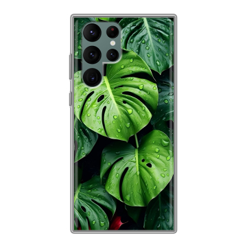 Силиконовый чехол на Samsung Galaxy S22 Ultra с принтом Листья