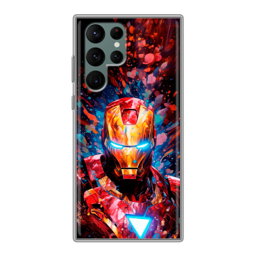 Силиконовый чехол на Samsung Galaxy S22 Ultra с принтом Железный человек Ironman