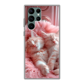 Силиконовый чехол на Samsung Galaxy S22 Ultra с принтом котята котики