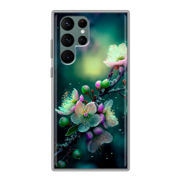 Силиконовый чехол на Samsung Galaxy S22 Ultra с принтом Цветы и мрамор Силиконовый чехол на Samsung Galaxy S22 Ultra с принтом Цветы и мрамор