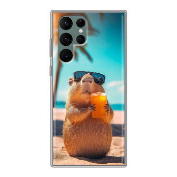 Силиконовый чехол на Samsung Galaxy S22 Ultra с принтом Капибара