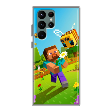 Силиконовый чехол на Samsung Galaxy S22 Ultra с принтом Майнкрафт Minecraft