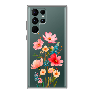 Силиконовый чехол на Samsung Galaxy S22 Ultra с принтом Цветы